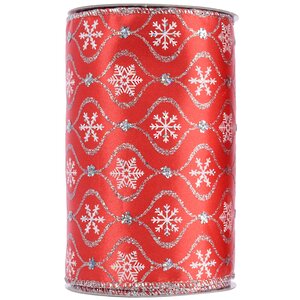 Декоративная лента Узорные снежинки красная 270*13 см Kaemingk фото 1