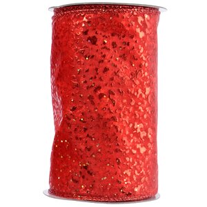 Декоративная лента Сияющие капли красная 270*13 см, органза Kaemingk фото 1