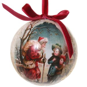 Елочный шар из папье-маше Санта и Малыши, 8 см ShiShi фото 1