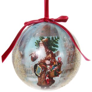Елочный шар из папье-маше Щедрый Санта 11 см ShiShi фото 1