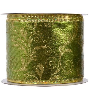 Декоративная лента Оливковый Бархат - Цветочный Узор 270*6 см Kaemingk фото 2