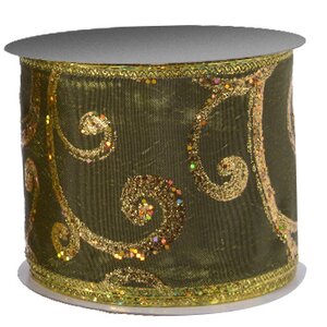 Декоративная лента Оливковый Бархат - Изящный Узор 270*6 см Kaemingk фото 1