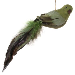 Елочная игрушка Длиннохвостая Птичка, 23 см, зеленый, подвеска ShiShi фото 1