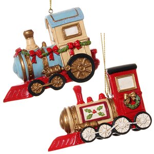 Елочная игрушка Паровоз Чудес, 10 см, красный, подвеска ShiShi фото 2