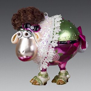Овца "Леди с кружевным воротничком" стеклянная, 10х6х10 см Holiday Classics фото 1