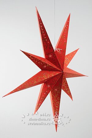 Объемная звезда из бумаги 90 см красная Kaemingk фото 1