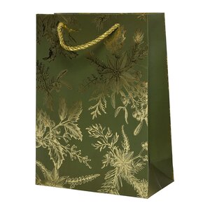 Подарочный пакет Christmas Flowers 24*18 см зеленый Kaemingk фото 1