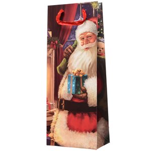 Пакет для бутылки Добрый Санта с подарком 36*14 см Kaemingk фото 1