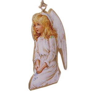 Металлическая елочная игрушка Белокурый Ангел 10 см, подвеска