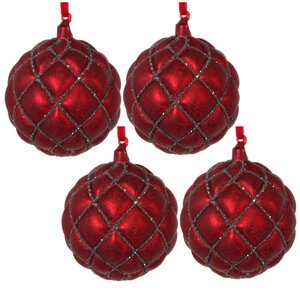 Набор винтажных шаров Красный Антик, 10 см, 4 шт, стекло, уценённый ShiShi фото 1