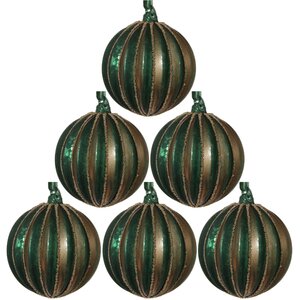 Набор винтажных шаров Золотой Арбуз, 8 см, 6 шт, зеленый, стекло ShiShi фото 1