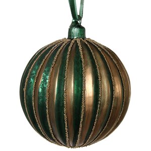 Набор винтажных шаров Золотой Арбуз, 10 см, 4 шт, зеленый, стекло ShiShi фото 3