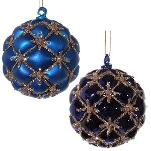 Набор винтажных шаров Синий Бархат, 8 см, 6 шт, стекло ShiShi фото 1