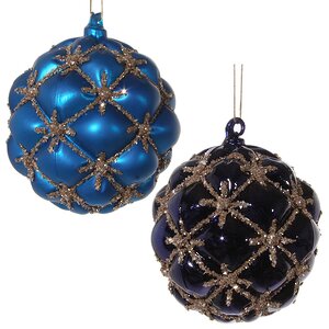 Набор винтажных шаров Синий Бархат, 10 см, 4 шт, стекло ShiShi фото 1