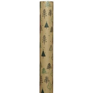 Крафт бумага для подарков Christmas Eve: Зелёный лес 200*70 см Kaemingk фото 1