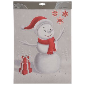 Наклейка на окно Рождественский Снеговичок 40*30 см