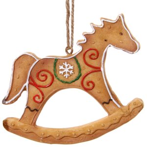 Елочная игрушка Имбирная Лошадка-качалка 8 см, подвеска ShiShi фото 1