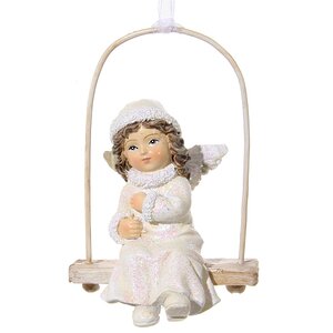 Елочная игрушка Ангел на Качелях - 1, 8 см, подвеска ShiShi фото 1