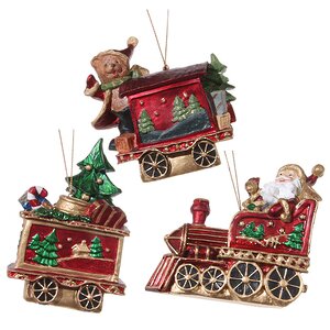 Набор елочных игрушек Поезд Санты, 3 шт, подвеска ShiShi фото 1