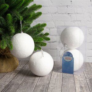 Набор елочных шаров Снежки 10 см, 2 шт Kaemingk фото 1