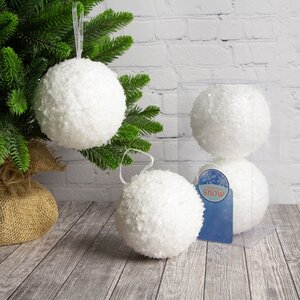 Набор елочных шаров Снежки Shiny 10 см, 2 шт Kaemingk фото 1