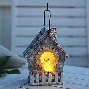 Декоративный садовый светильник Скворечник с птичкой на солнечной батарее 16 см, IP44