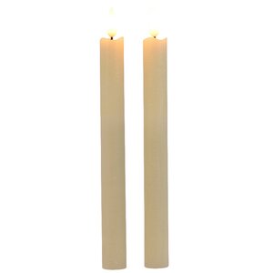 Столовая светодиодная свеча с имитацией пламени Стелла 24 см 2 шт кремовая, батарейка Kaemingk фото 2