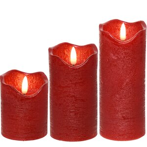 Светодиодная свеча с имитацией пламени Стелла 17 см красная восковая на батарейках Kaemingk фото 6