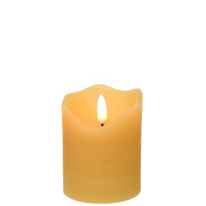 Светодиодная свеча с имитацией пламени Стелла 9 см горчичная восковая на батарейках Kaemingk фото 1