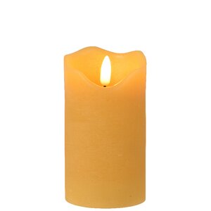 Светодиодная свеча с имитацией пламени Стелла 13 см горчичная восковая на батарейках Kaemingk фото 1