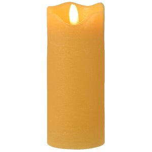 Светодиодная свеча с имитацией пламени Стелла 17 см горчичная восковая на батарейках Kaemingk фото 1