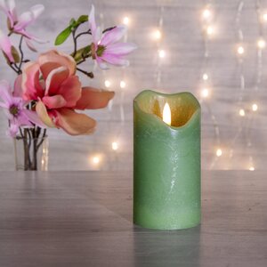 Светодиодная свеча с имитацией пламени Стелла 13 см эвкалиптовая восковая на батарейках Kaemingk фото 1