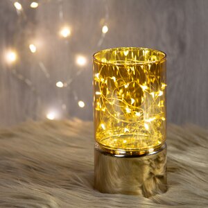 Декоративный светильник с гирляндой Валенца 15 см золотой на батарейках, 15 LED ламп Kaemingk фото 1