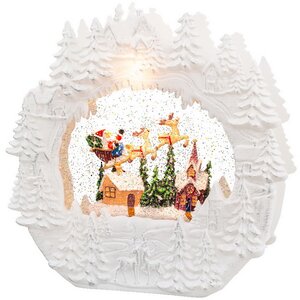 Новогодний светильник Снежный вихрь - Санта на санях 25 см, музыка, движение, на батарейках Kaemingk фото 7