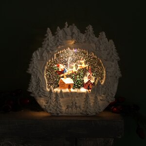 Новогодний светильник Снежный вихрь - Санта на санях 25 см, музыка, движение, на батарейках Kaemingk фото 3