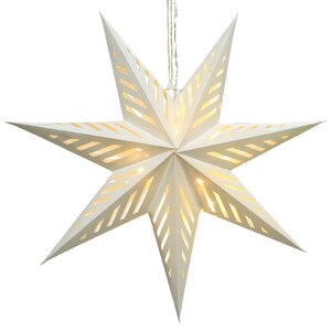 Светящаяся звезда-фонарик из бумаги Камилла 40 см белая, 10 теплых белых LED ламп, батарейки Kaemingk фото 1
