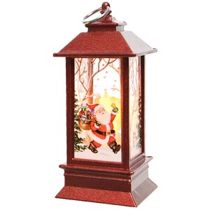 Новогодний фонарик Зимнее Волшебство 13 см красный на батарейках Kaemingk фото 1