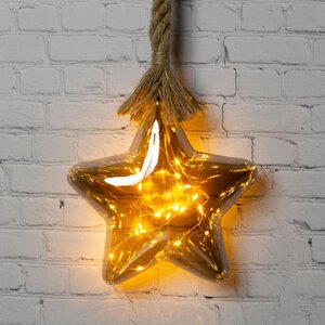 Декоративный подвесной светильник Звезда Копенгаген 80*20 см 15 микро LED ламп, на батарейках, стекло