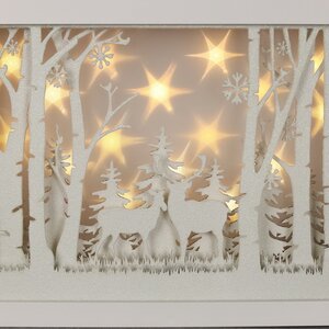 Новогодний светильник диорама Белоснежный Лес 30*22 см на батарейках, 16 LED ламп Kaemingk фото 4