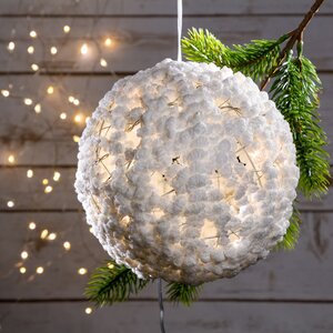 Светящийся шар Снежное Чудо 15 см, 10 теплых белых LED ламп, батарейки, таймер Kaemingk фото 1