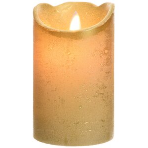 Светодиодная свеча Живое Пламя 12.5 см золотая восковая на батарейках, таймер Kaemingk фото 5