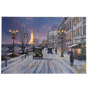 Светодиодная картина Зима в Париже 60*40 см с оптоволоконной и LED подсветкой, на батарейках