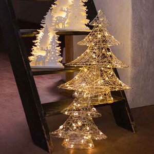 Светящаяся елка Lotta Shine 40 см 30 теплых белых LED ламп, серебряная проволока, батарейки, таймер Kaemingk фото 2