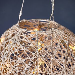 Светящийся шар Снежный 20 см, 20 теплых белых LED ламп, на батарейках Kaemingk (Кейминг) фото 4