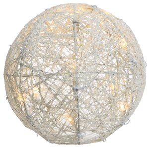 Светящийся шар Снежный 20 см, 20 теплых белых LED ламп, на батарейках Kaemingk фото 2