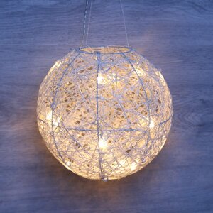 Светящийся шар Снежный 20 см, 20 теплых белых LED ламп, на батарейках Kaemingk фото 1