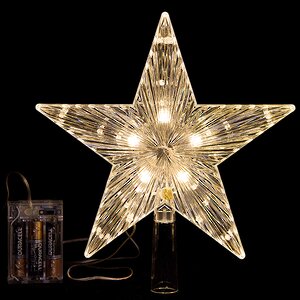 Светящаяся Звезда на елку 22 см, 5 теплых белых LED ламп, на батарейке Kaemingk фото 1