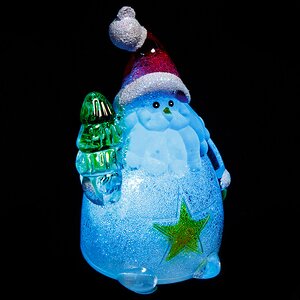 Светящаяся елочная игрушка Рождественская фигурка - Санта со Звездой 9 см на батарейке, подвеска Kaemingk фото 2