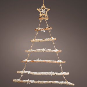 Настенная елка из палок Woodmere 90 см, 90 теплых белых мини LED ламп, на батарейках Kaemingk фото 1