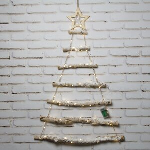 Настенная елка из палок Woodmere 90 см, 90 теплых белых мини LED ламп, на батарейках Kaemingk фото 3